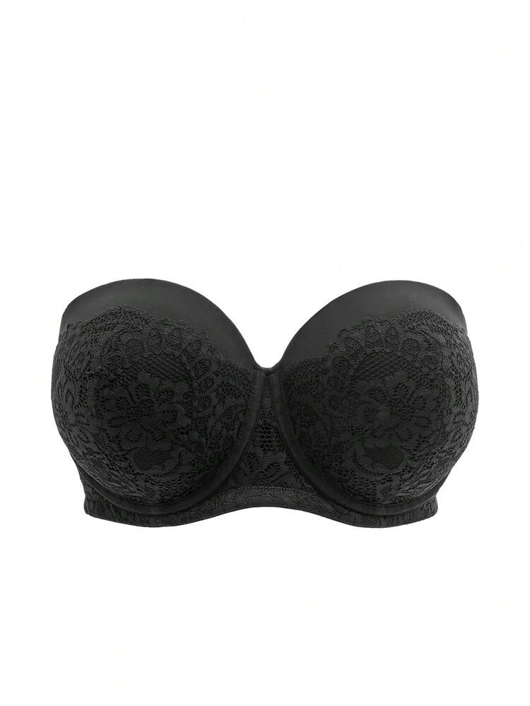 Lingerie Strapless Push-Up Black Lace Half Bra