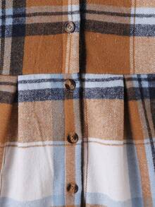 SHEIN Cô gái Tween In kẻ sọc Cổ áo Borg Lót nhiệt Áo khoác - Nhiều màu - Xem 5