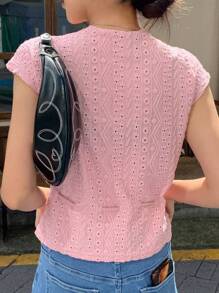 DAZY 素色腰部抽繩背心上衣 - 粉色 - 查看 2