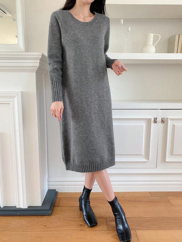 Solid Solid Sweater Dress