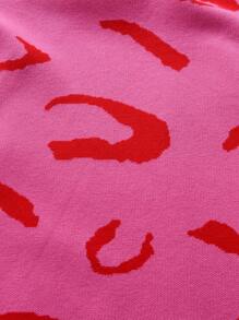 SHEIN Tween Girl 1pc Graphic Pattern Duster Cardigan - Hot Pink - View 6