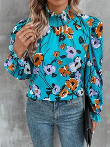 SHEIN Clasi In hoa Lá sen tỉa Cổ giả Áo sơ mi - Nhiều màu - Xem 6