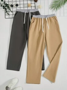 Tween Boy 2pcs Drawstring Waist Straight Leg Pants - Multicolor - View 1