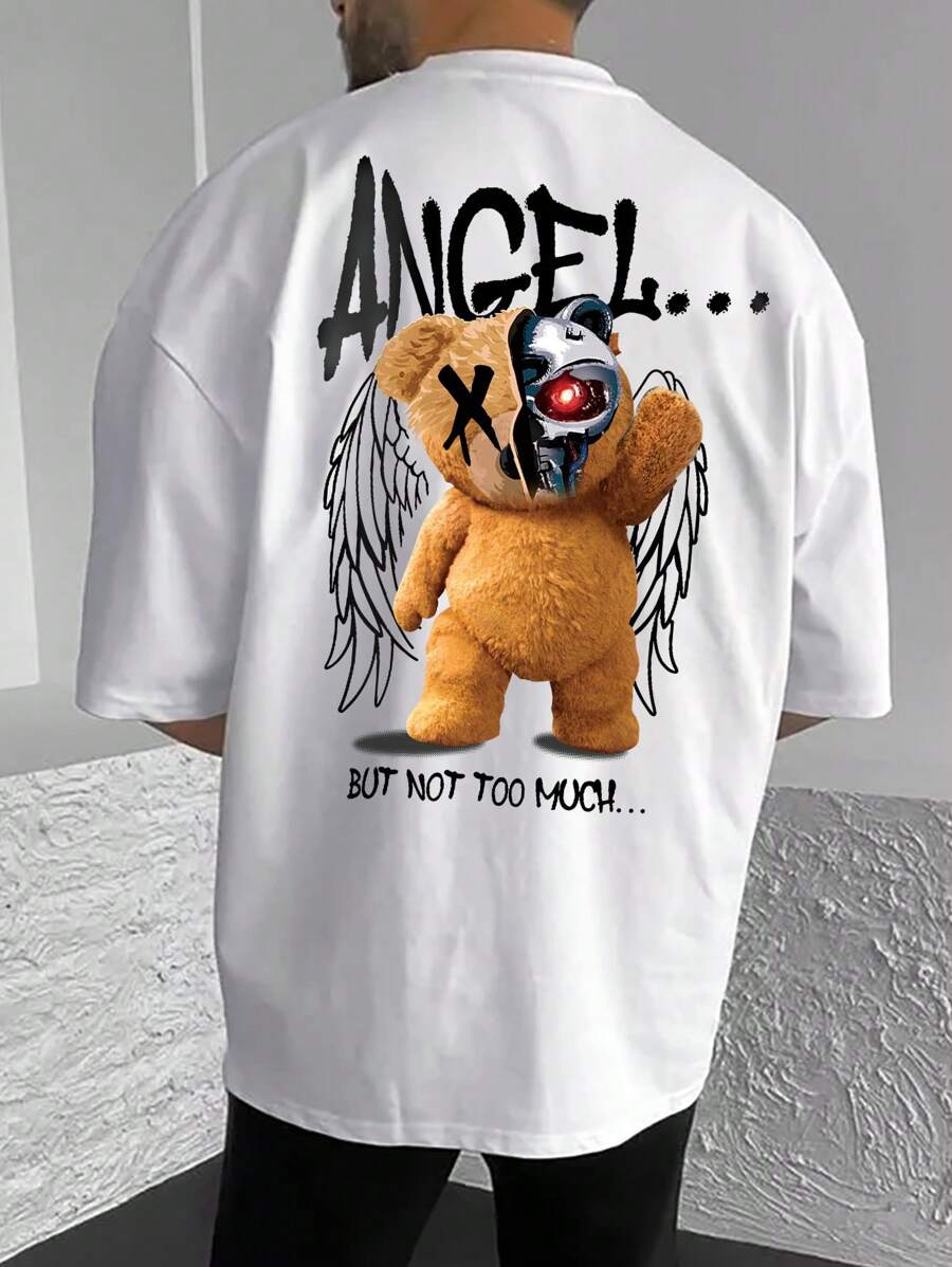 Manfinity EMRG Nam Slogan & Đồ họa hoạt hình gấu Áo thun - trắng - Xem 1