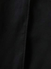 Tween Boy Fuzzy Trim Hooded Open Front Overcoat Without Sweater - Black - View 5