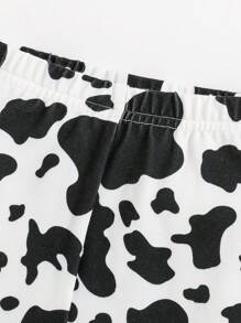 SHEIN 女嬰奶牛圖案喇叭褲 - 黑與白 - 查看 4