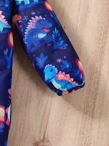 SHEIN Baby Boy Dinosaur Print Zip Up Hooded Jumpsuit - Multicolor - View 7