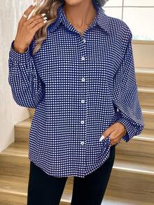 SHEIN LUNE Plaid Print Button Front Shirt - Multicolor - View 3