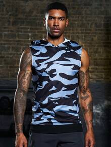 Manfinity Sport Corelite Men Camo Print Hooded Sports Tank Top - Multicolor - View 5
