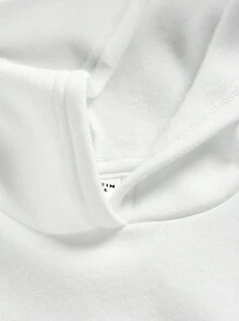 年轻女孩标语和人物图案落肩保暖内衬卫衣 - 白色 - 查看 4