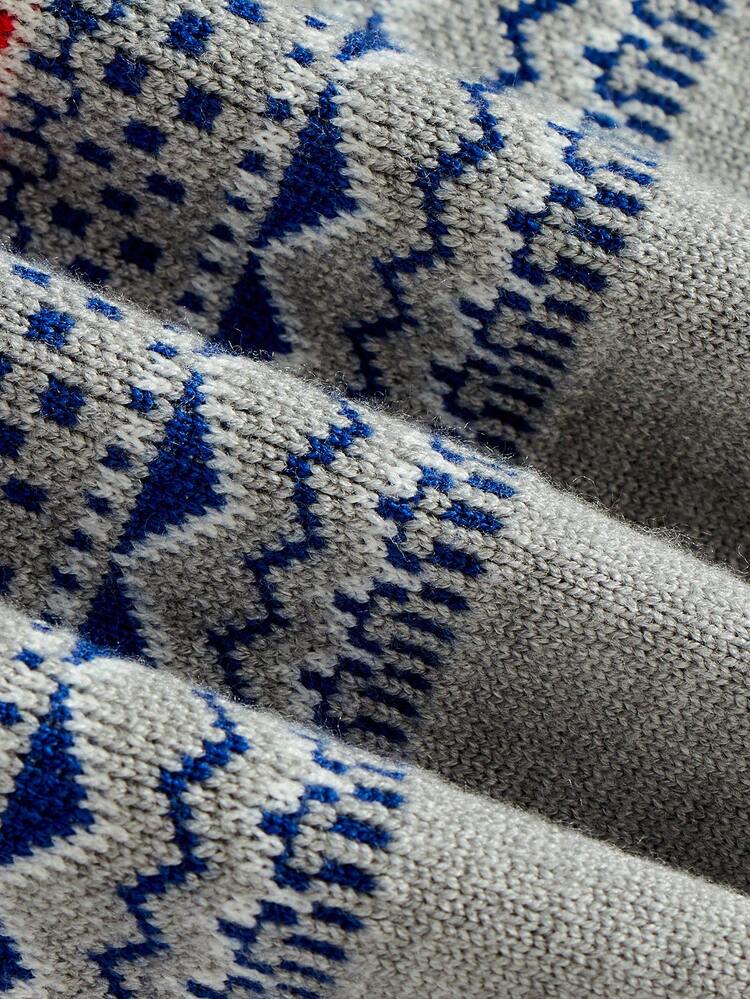 Boys Baby Geo Pattern Raglan Sleeve Sweater