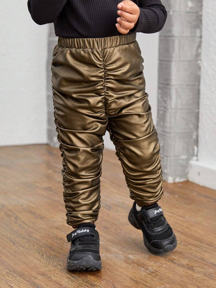 Baby Girl Elastic Waist Thermal Lined Pants