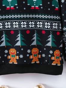 Young Boy Christmas Print Sweatshirt - Black - View 5