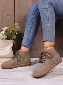 Stivali da combattimento da donna nuovi, vintage, con suola spessa, stivali da moto alla caviglia, stivali da lavoro mid-calf, stivali da combattimento con punta tonda per autunno e inverno, colore marrone. Stivaletti e stivali corti da donna, stivali da donna