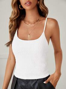 SHEIN Essnce 纯色吊带背心 - 白色 - 查看 5