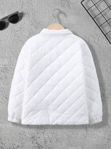 SHEIN Tween Boy 1pc Zip Up Quilted Coat - White - View 2