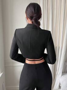 EastFlair 素色西裝領西裝外套 - 黑色 - 查看 2