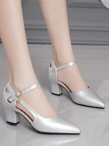 2025秋冬新款女士百搭舒适绑带高跟尖头凉鞋，优雅，女士高跟鞋，优雅