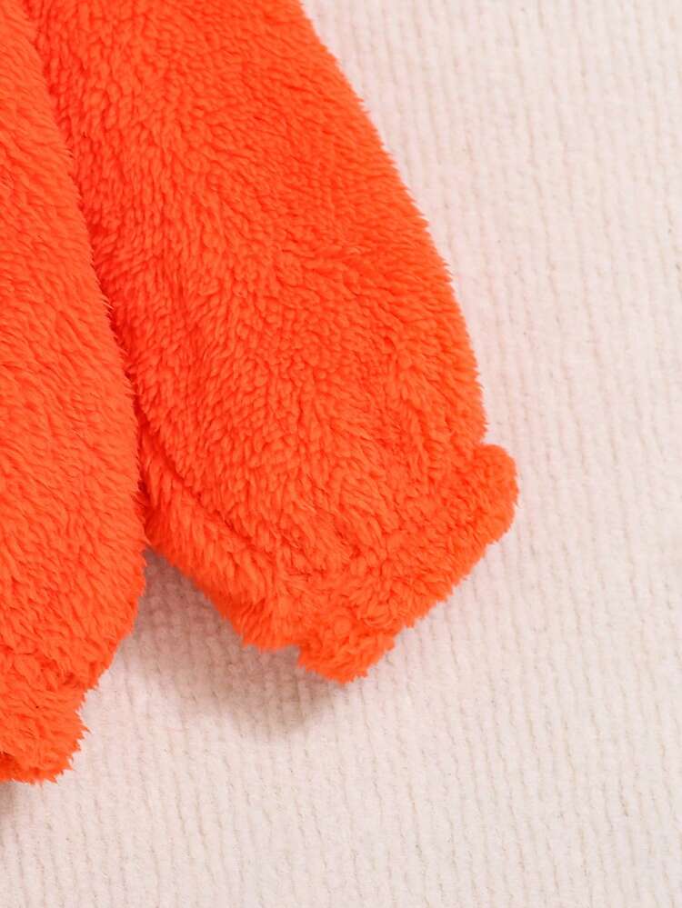 Baby Girl Hat Decor Kangaroo Pocket Teddy Sweatshirt