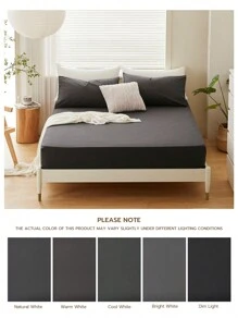 1入組柔軟舒適的床墊套，全季舒適透氣，深灰色 - 深灰色 - 查看 10