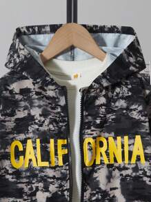 男大童1入組字母圖案連帽夾克和1入組長褲 - 彩色 - 查看 6