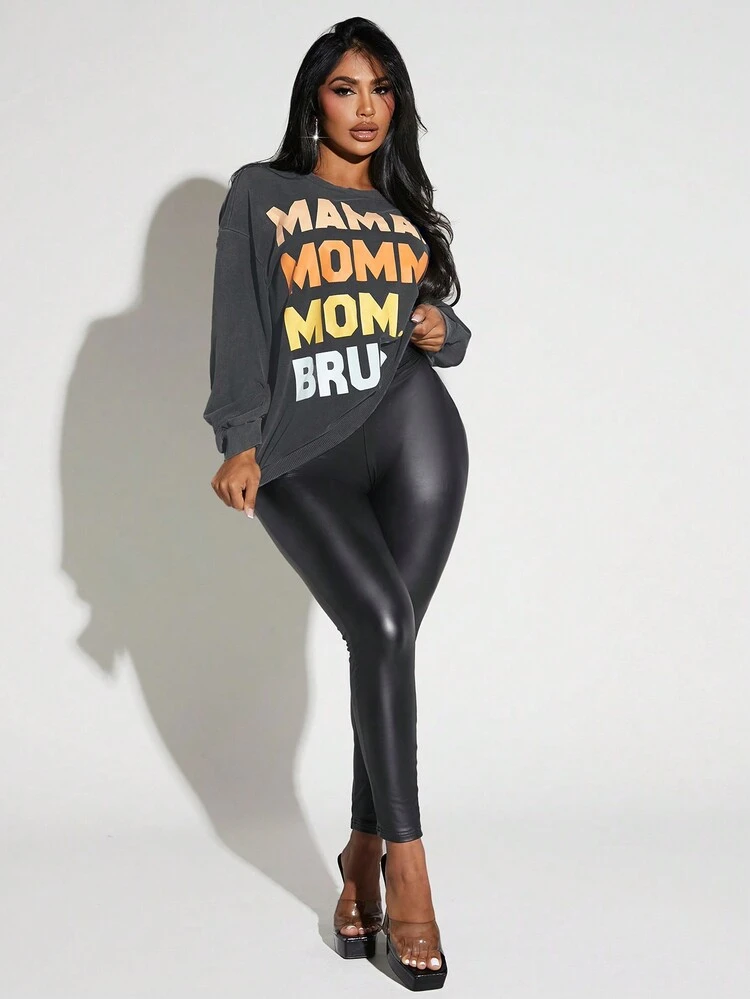 Letter Graphic Drop Shoulder Sweatshirt