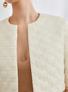 BizChic 素色開門襟短款絎縫外套 - 杏色 - 查看 4