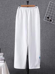 SHEIN 男孩字母貼布斜口袋長褲 - 白色 - 查看 8