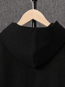 SHEIN Tween Boy Letter Patched 2 In 1 Hoodie & Sweatpants - Black - View 5