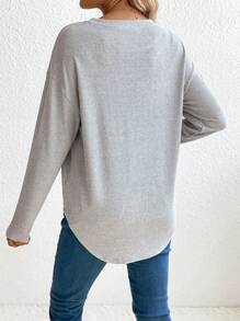 SHEIN Maglietta a maniche lunghe tinta unita basic da maternità, per uso casual quotidiano