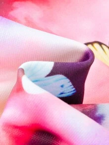 SHEIN 少女扎染蝴蝶印花卫衣 - 紅白色 - 查看 3