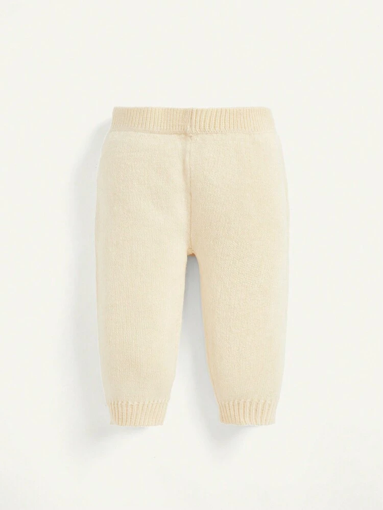 Baby Girl Letter And Heart Embroidery Raglan Sleeve Sweater & Knit Pants