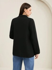 Mulvari Flap Pocket Button Front Coat - Black - View 2