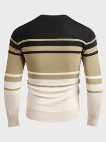 Manfinity BRENVOR 男士條紋圖案撞色套頭毛衣 - 彩色 - 查看 2