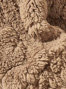 Manfinity RebelGame Men Zip Up Drawstring Hooded Teddy Jacket & Pants - Khaki - View 4