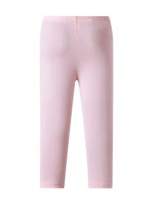 SHEIN 女小童3入組素色彈性腰帶緊身打底褲 - 粉色 - 查看 5