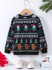 Young Boy Christmas Print Sweatshirt - Black - View 2