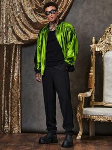 Manfinity VCAY 超大号男士拉链长袖休闲冬季夹克 - 軍綠色 - 查看 5