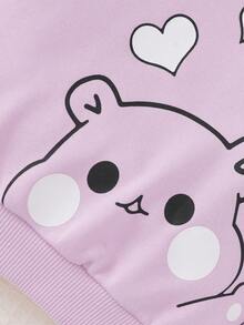 SHEIN Baby Girl Cartoon Graphic Sweatshirt - Purple - View 3