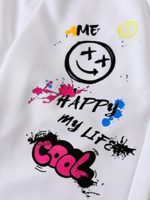 SHEIN Tween Girl Cartoon & Letter Graphic Hoodie & Sweatpants & Tank Top