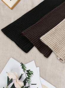 SHEIN LUNE 3pcs Solid High Neck Ribbed Knit Knit Pullover Fall Winter Sweater - Multicolor - View 4