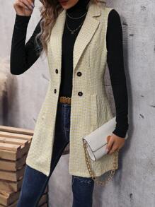 SHEIN Privé 格紋雙排釦西裝領外套馬甲