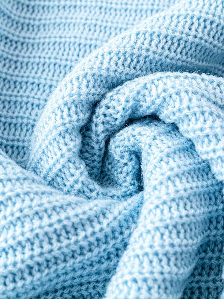 Plus Solid Button Detail Sweater Knit Pullover Fall Winter Sweater