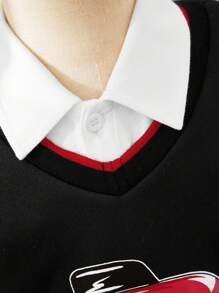 SHEIN Young Boy Car Print Vest & Solid Shirt & Plaid Pants & Hat - Multicolor - View 5