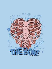 SHEIN EZwear 骷髏&字母圖案抽繩加絨內裏連帽衫 - 藍色 - 查看 5