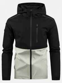Manfinity Sport Streetwear Men Two Tone Zip Up Hooded Sports Jacket