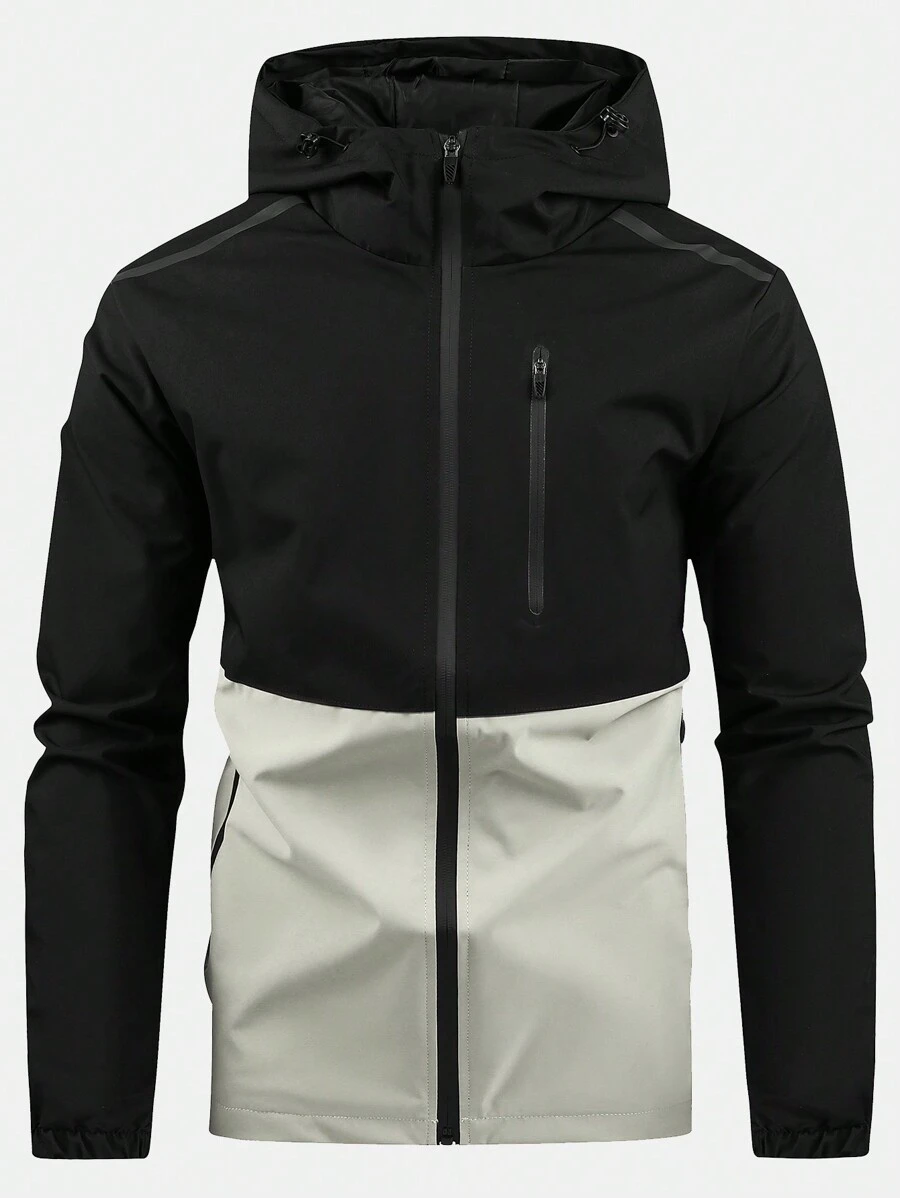 Manfinity Sport Streetwear Men Two Tone Zip Up Hooded Sports Jacket
