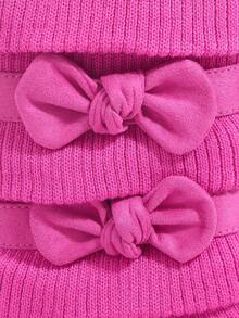 Mini mi Girls Bow Decor Side Zipper Boots - Red Violet - View 3