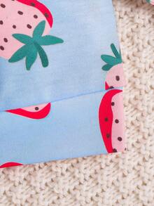 女嬰草莓圖案運動衫 - 藍色 - 查看 4