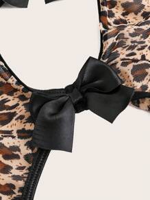 豹纹镂空吊带连体衣内衣 - 彩色 - 查看 4